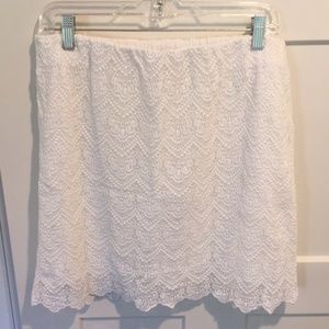 JCrew White Lace Elastic Waistband Skirt (6)